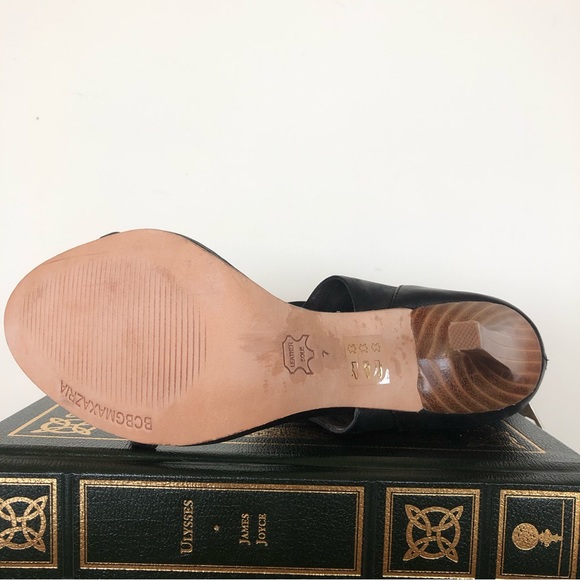 Great Condition BCBGMaxAzria Open Toe Black Leather Heeled Boots (Size 7) - Picture 8 of 12